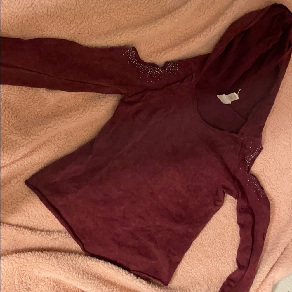 Maroon Hooded Crop Top